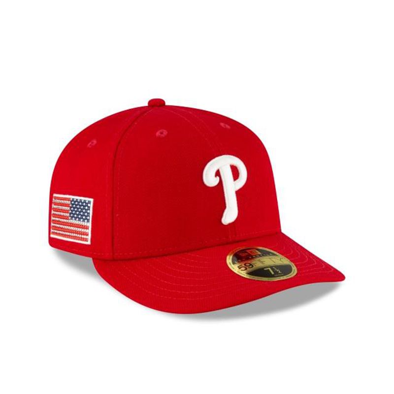 MLB Philadelphia Phillies Crystals From Swarovski Flag Low Profile 59Fifty Fitted (WML4662) - Red New Era Caps